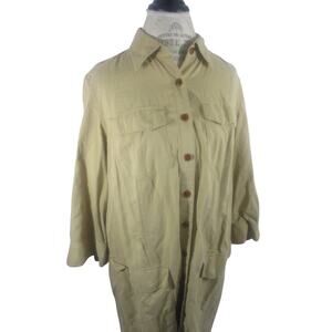 NWT Lauren Ralph Lauren Khaki Utility Cargo Shirt Dress Size 16 W